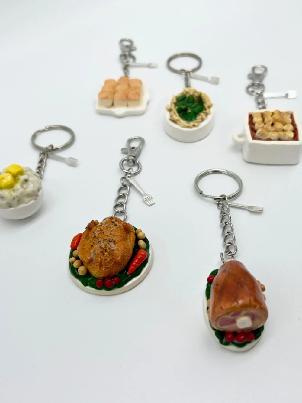 Thanksgiving/Christmas Dinner Food Keychain or Bag Clip | Handmade Holiday Food